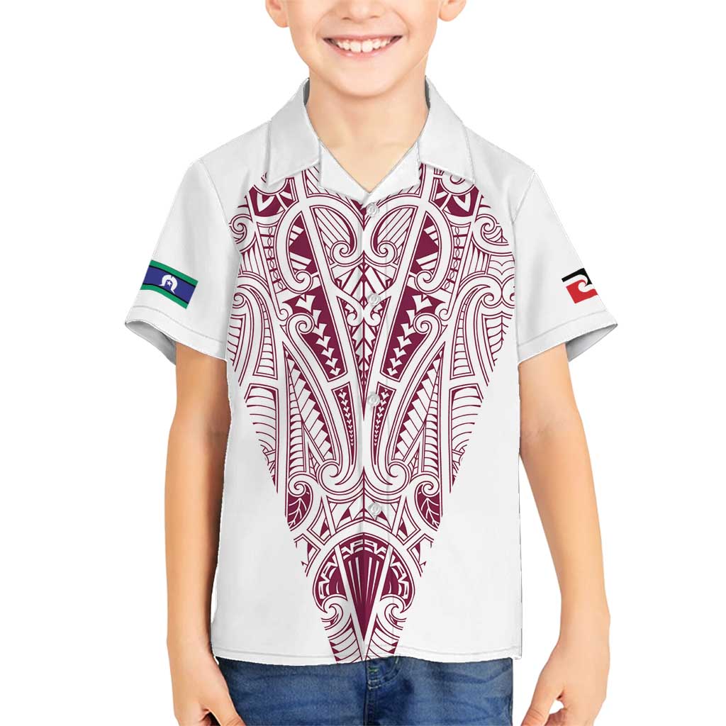 Queensland Maori Rugby Nga Hau e Wha Family Matching Off Shoulder Maxi Dress and Hawaiian Shirt White Motif