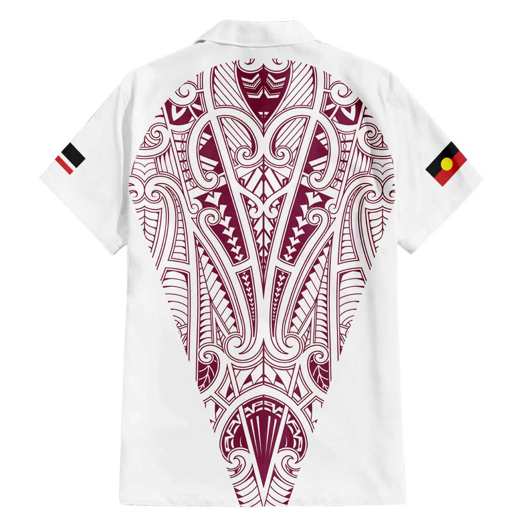 Queensland Maori Rugby Nga Hau e Wha Family Matching Off Shoulder Short Dress and Hawaiian Shirt White Motif