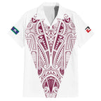 Queensland Maori Rugby Nga Hau e Wha Family Matching Short Sleeve Bodycon Dress and Hawaiian Shirt White Motif