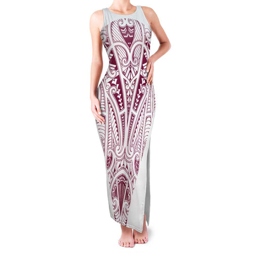 Queensland Maori Rugby Nga Hau e Wha Family Matching Tank Maxi Dress and Hawaiian Shirt White Motif