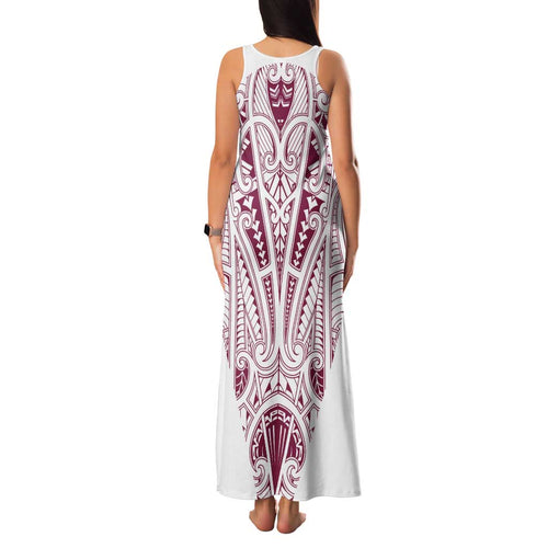 Queensland Maori Rugby Nga Hau e Wha Family Matching Tank Maxi Dress and Hawaiian Shirt White Motif