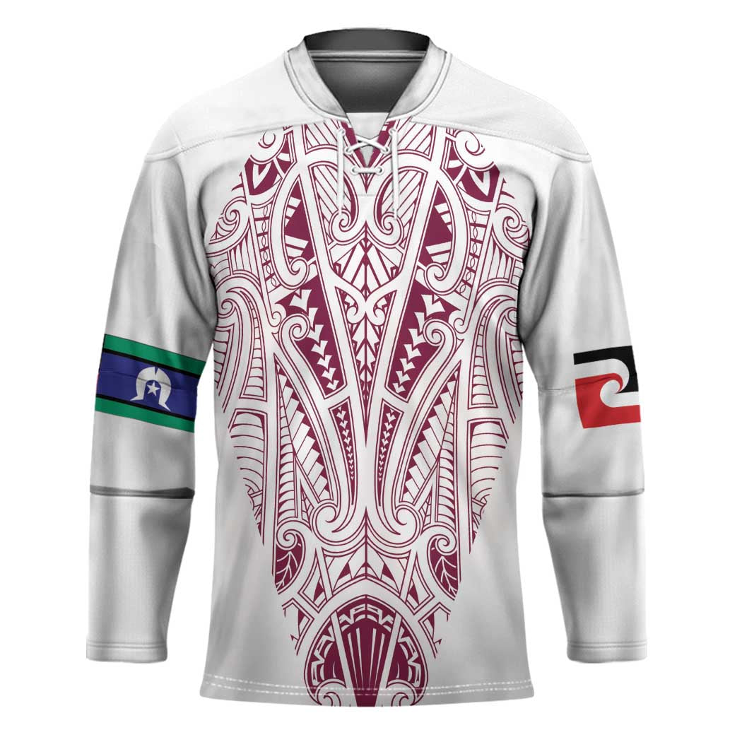 Queensland Maori Rugby Nga Hau e Wha Hockey Jersey White Motif - Aussie Hoodie