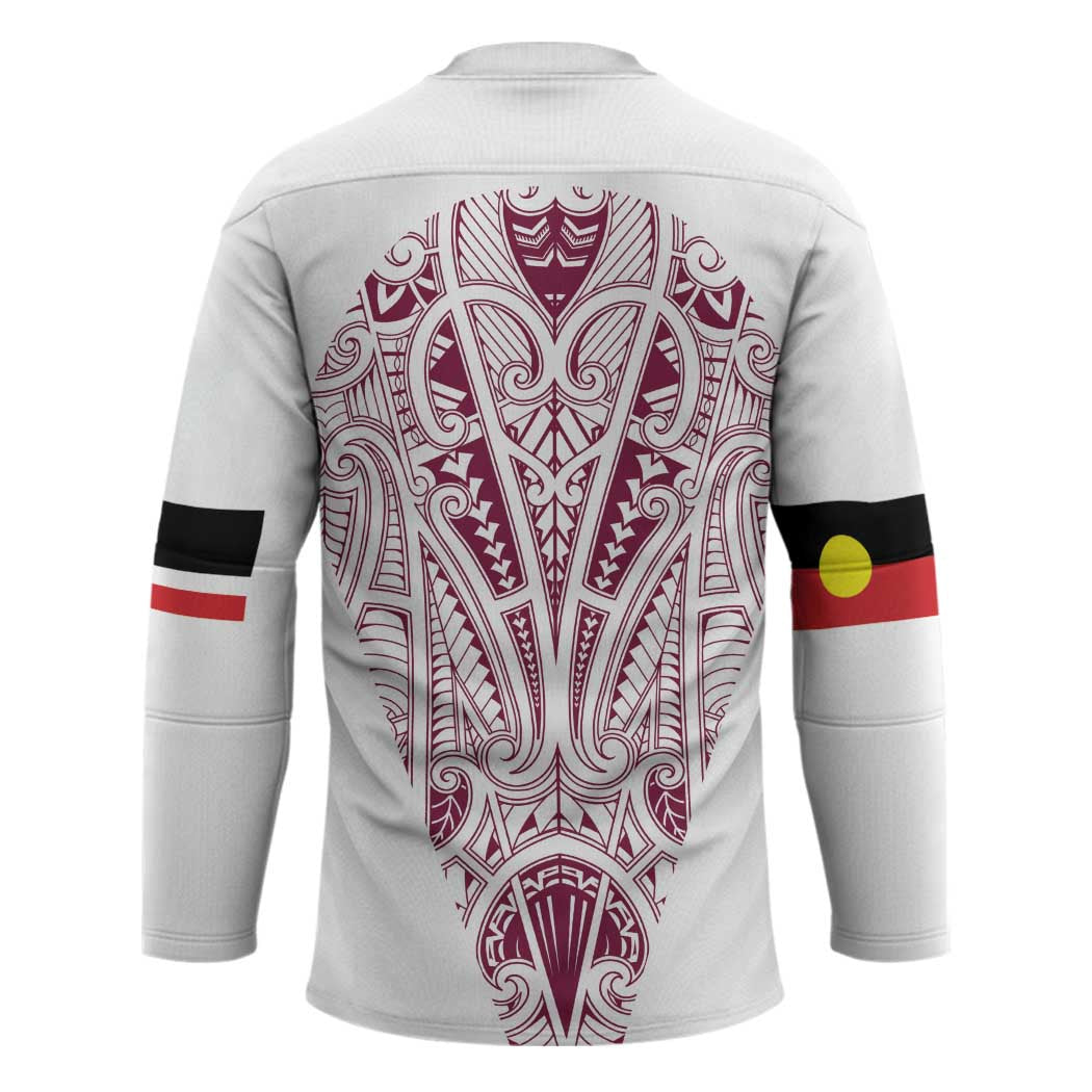 Queensland Maori Rugby Nga Hau e Wha Hockey Jersey White Motif - Aussie Hoodie