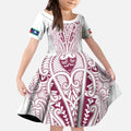 Queensland Maori Rugby Nga Hau e Wha Kid Short Sleeve Dress White Motif