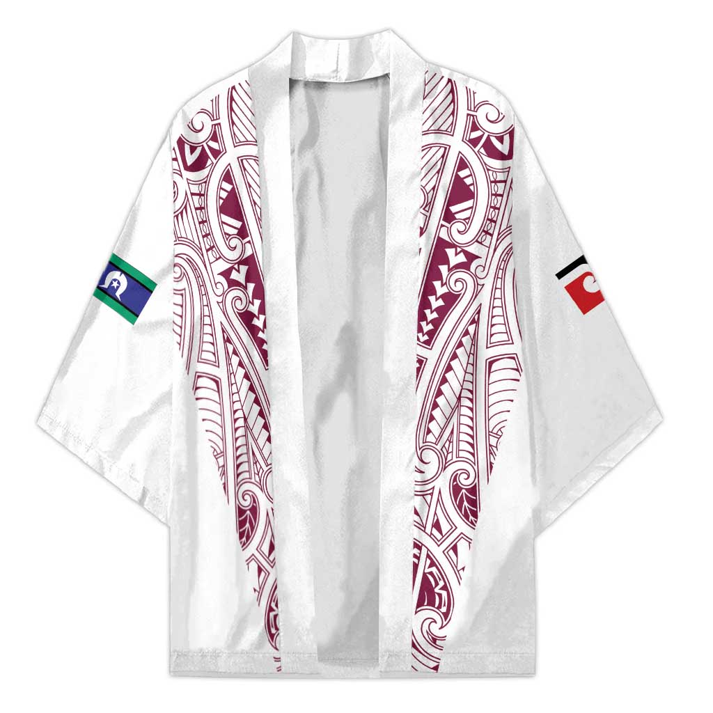 Queensland Maori Rugby Nga Hau e Wha Kimono White Motif - Aussie Hoodie
