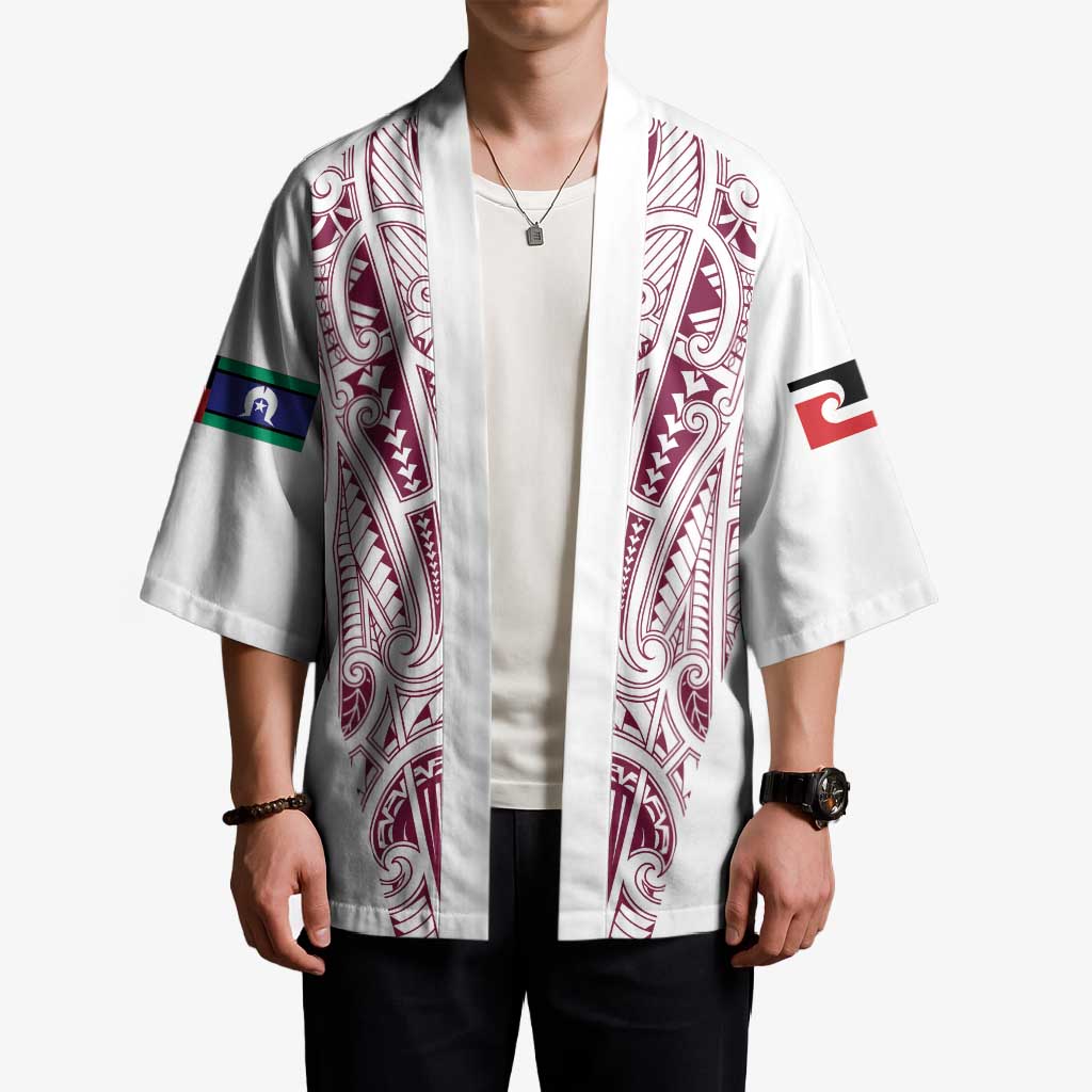 Queensland Maori Rugby Nga Hau e Wha Kimono White Motif - Aussie Hoodie