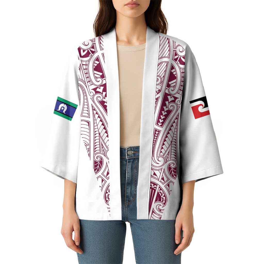 Queensland Maori Rugby Nga Hau e Wha Kimono White Motif - Aussie Hoodie