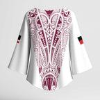 Queensland Maori Rugby Nga Hau e Wha Kimono Sleeve Blouse White Motif - Aussie Hoodie