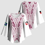 Queensland Maori Rugby Nga Hau e Wha Kimono Sleeve Blouse White Motif - Aussie Hoodie