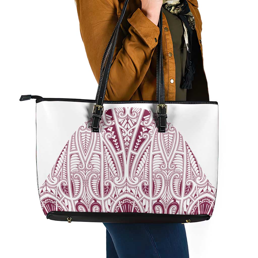 Queensland Maori Rugby Nga Hau e Wha Leather Tote Bag White Motif
