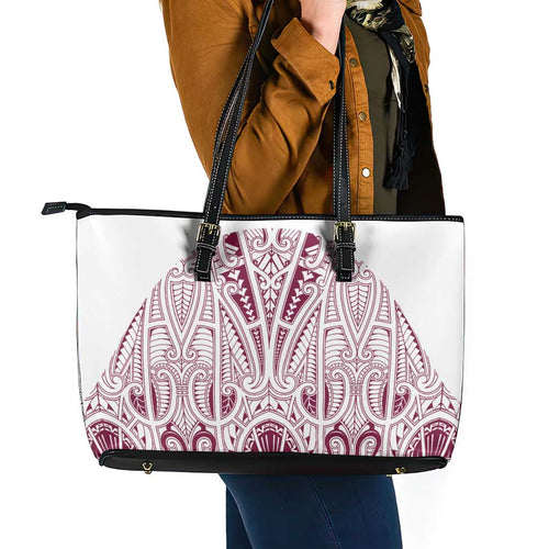 Queensland Maori Rugby Nga Hau e Wha Leather Tote Bag White Motif