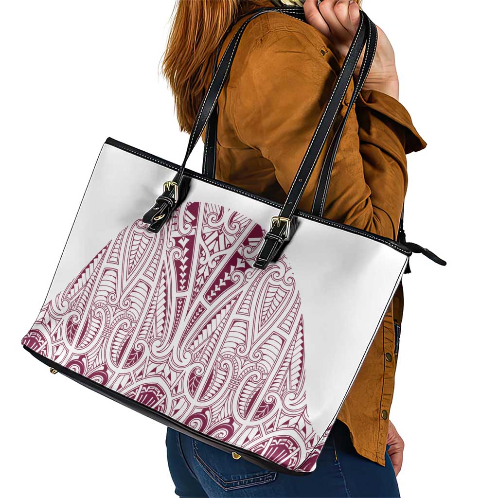 Queensland Maori Rugby Nga Hau e Wha Leather Tote Bag White Motif