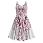 Queensland Maori Rugby Nga Hau e Wha Midi Dress White Motif - Aussie Hoodie