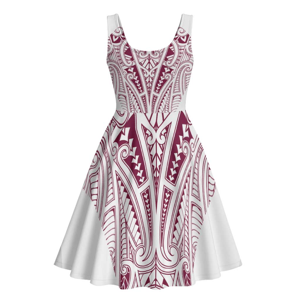 Queensland Maori Rugby Nga Hau e Wha Midi Dress White Motif - Aussie Hoodie