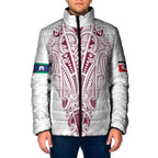 Queensland Maori Rugby Nga Hau e Wha Padded Jacket White Motif - Aussie Hoodie