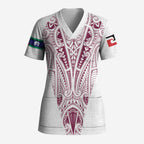 Queensland Maori Rugby Nga Hau e Wha Scrub Top White Motif - Aussie Hoodie