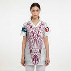 Queensland Maori Rugby Nga Hau e Wha Scrub Top White Motif - Aussie Hoodie
