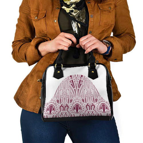 Queensland Maori Rugby Nga Hau e Wha Shoulder Handbag White Motif