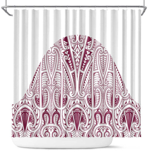 Queensland Maori Rugby Nga Hau e Wha Shower Curtain White Motif