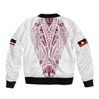 Queensland Maori Rugby Nga Hau e Wha Sleeve Zip Bomber Jacket White Motif