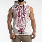 Queensland Maori Rugby Nga Hau e Wha Sleeveless Hoodie White Motif - Aussie Hoodie