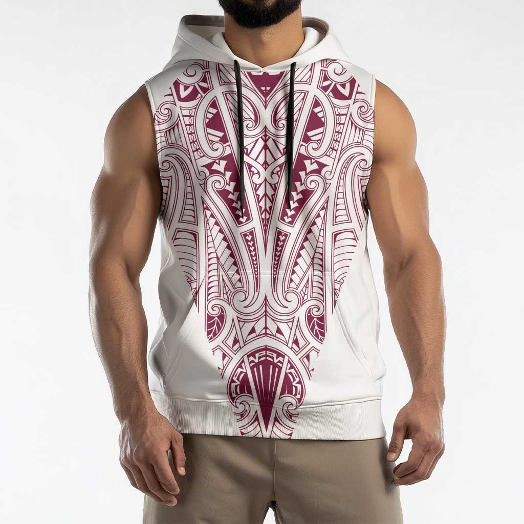Queensland Maori Rugby Nga Hau e Wha Sleeveless Hoodie White Motif - Aussie Hoodie