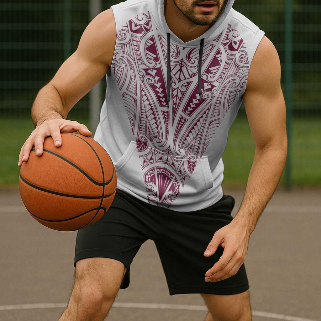 Queensland Maori Rugby Nga Hau e Wha Sleeveless Hoodie White Motif - Aussie Hoodie