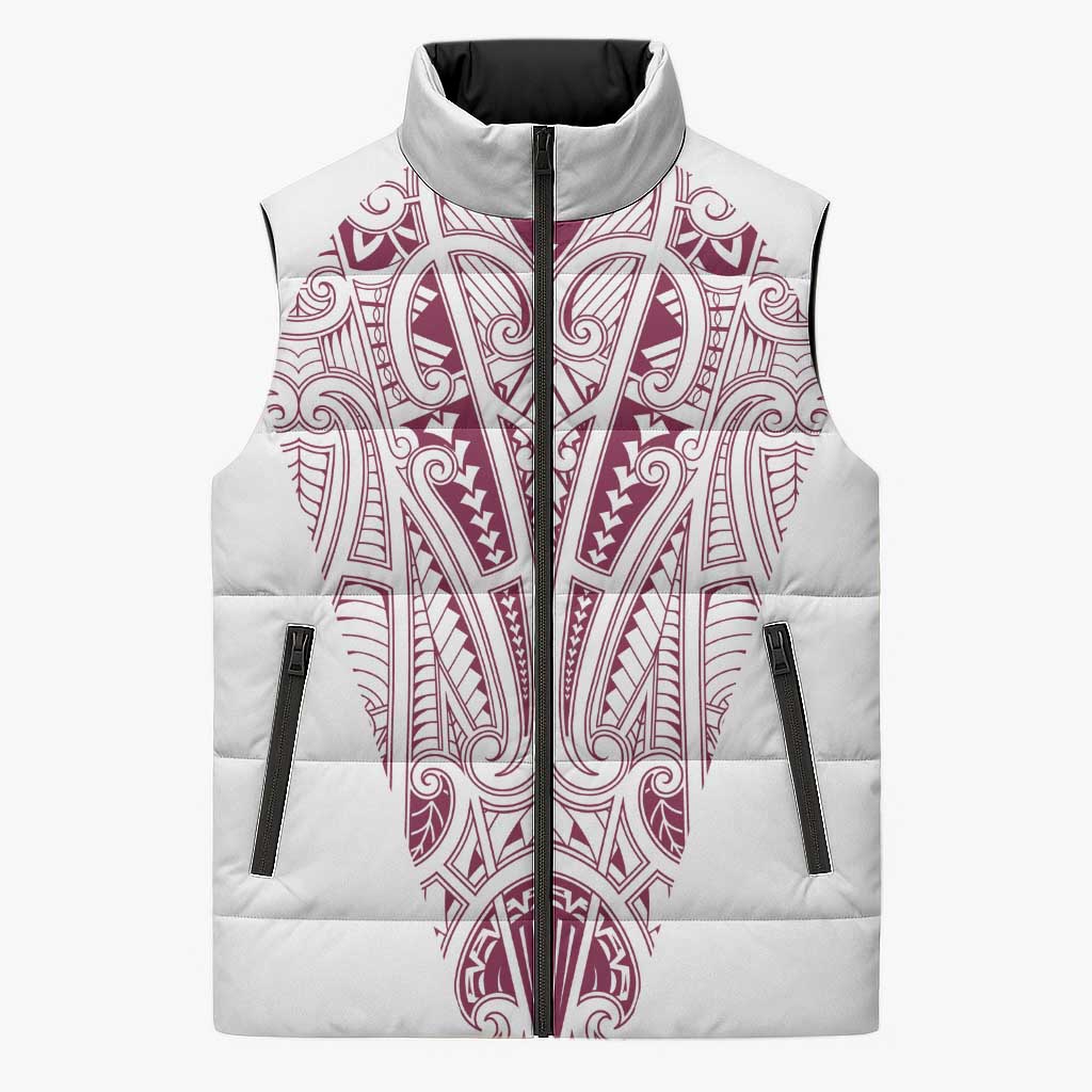 Queensland Maori Rugby Nga Hau e Wha Sleeveless Puffer Jacket White Motif - Aussie Hoodie