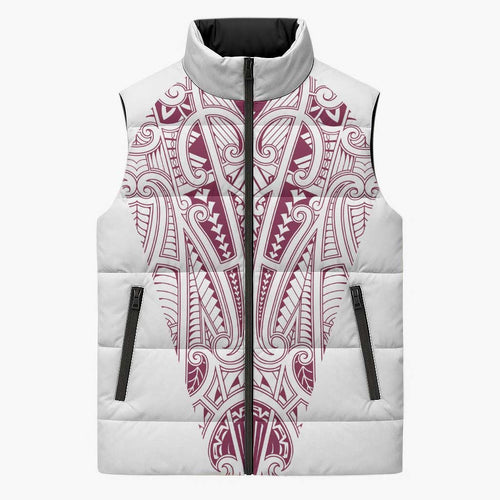 Queensland Maori Rugby Nga Hau e Wha Sleeveless Puffer Jacket White Motif - Aussie Hoodie
