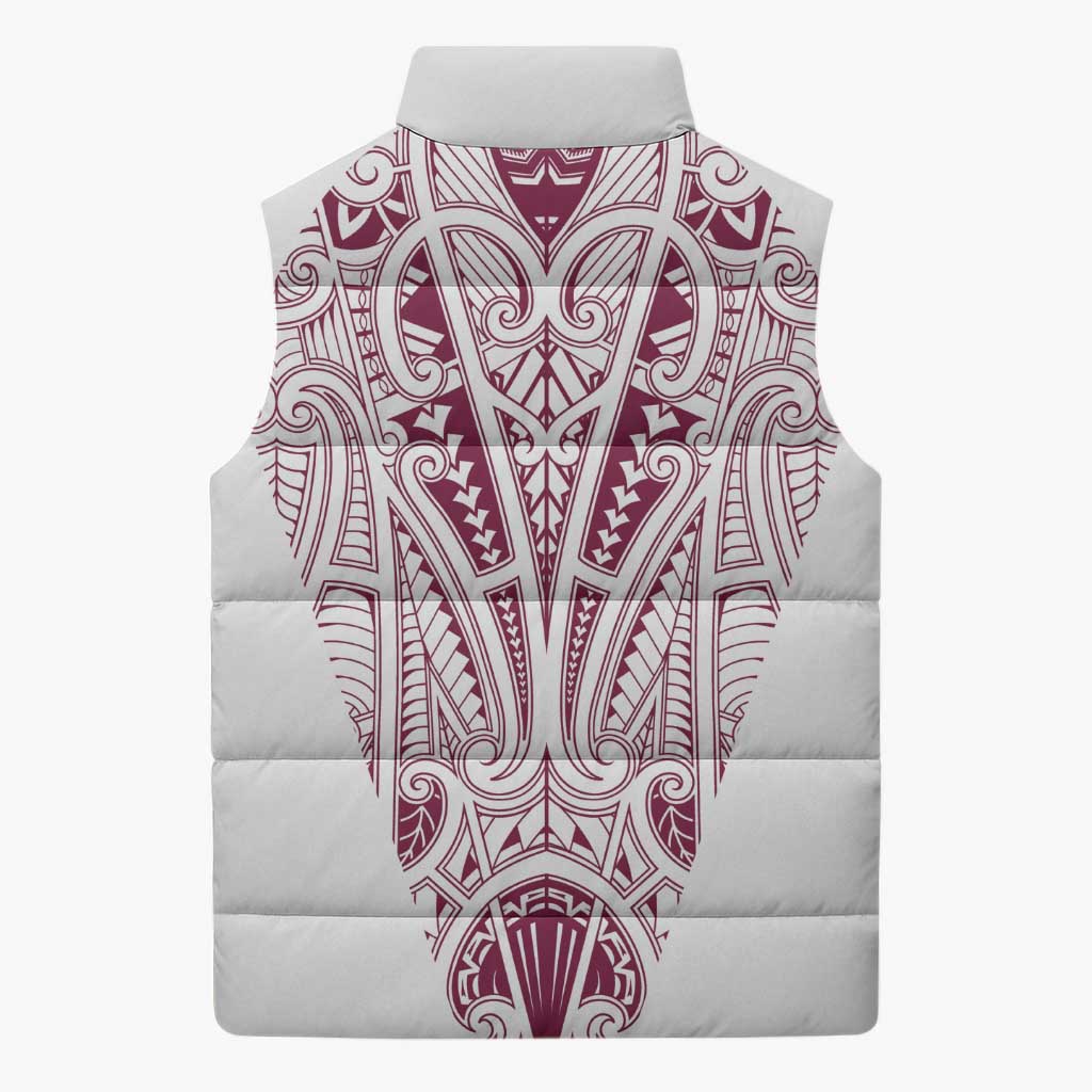 Queensland Maori Rugby Nga Hau e Wha Sleeveless Puffer Jacket White Motif - Aussie Hoodie