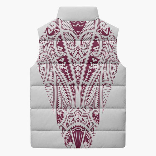 Queensland Maori Rugby Nga Hau e Wha Sleeveless Puffer Jacket White Motif - Aussie Hoodie