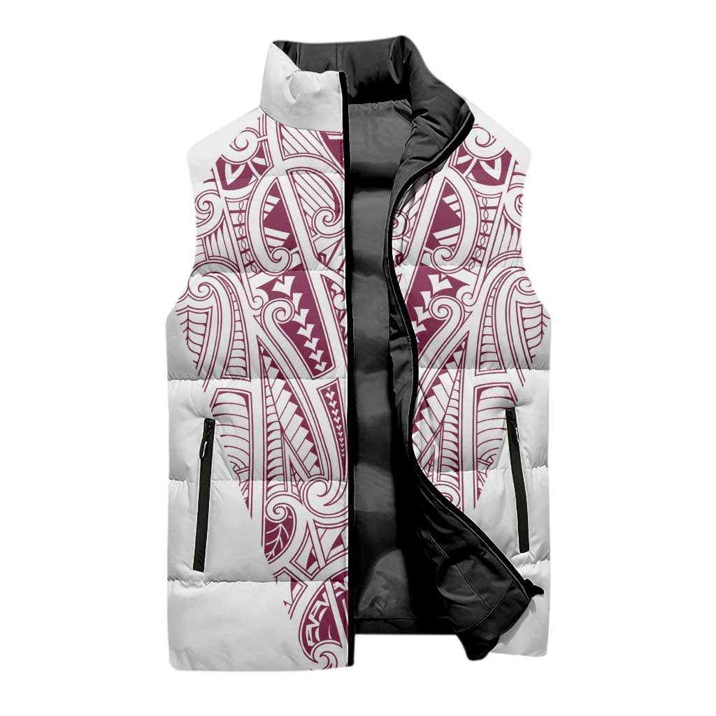 Queensland Maori Rugby Nga Hau e Wha Sleeveless Puffer Jacket White Motif - Aussie Hoodie