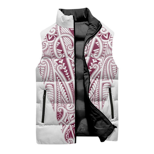 Queensland Maori Rugby Nga Hau e Wha Sleeveless Puffer Jacket White Motif - Aussie Hoodie