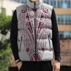 Queensland Maori Rugby Nga Hau e Wha Sleeveless Puffer Jacket White Motif - Aussie Hoodie