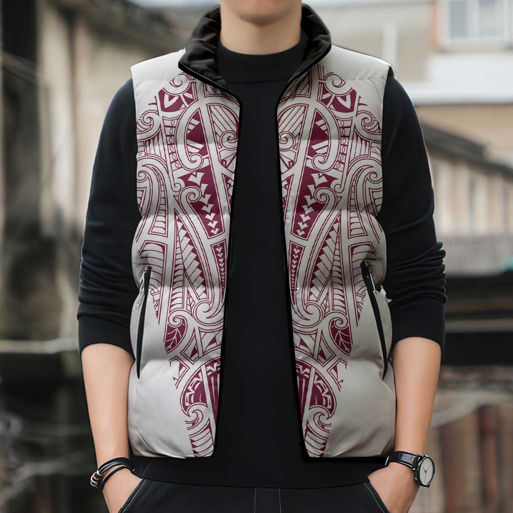 Queensland Maori Rugby Nga Hau e Wha Sleeveless Puffer Jacket White Motif - Aussie Hoodie