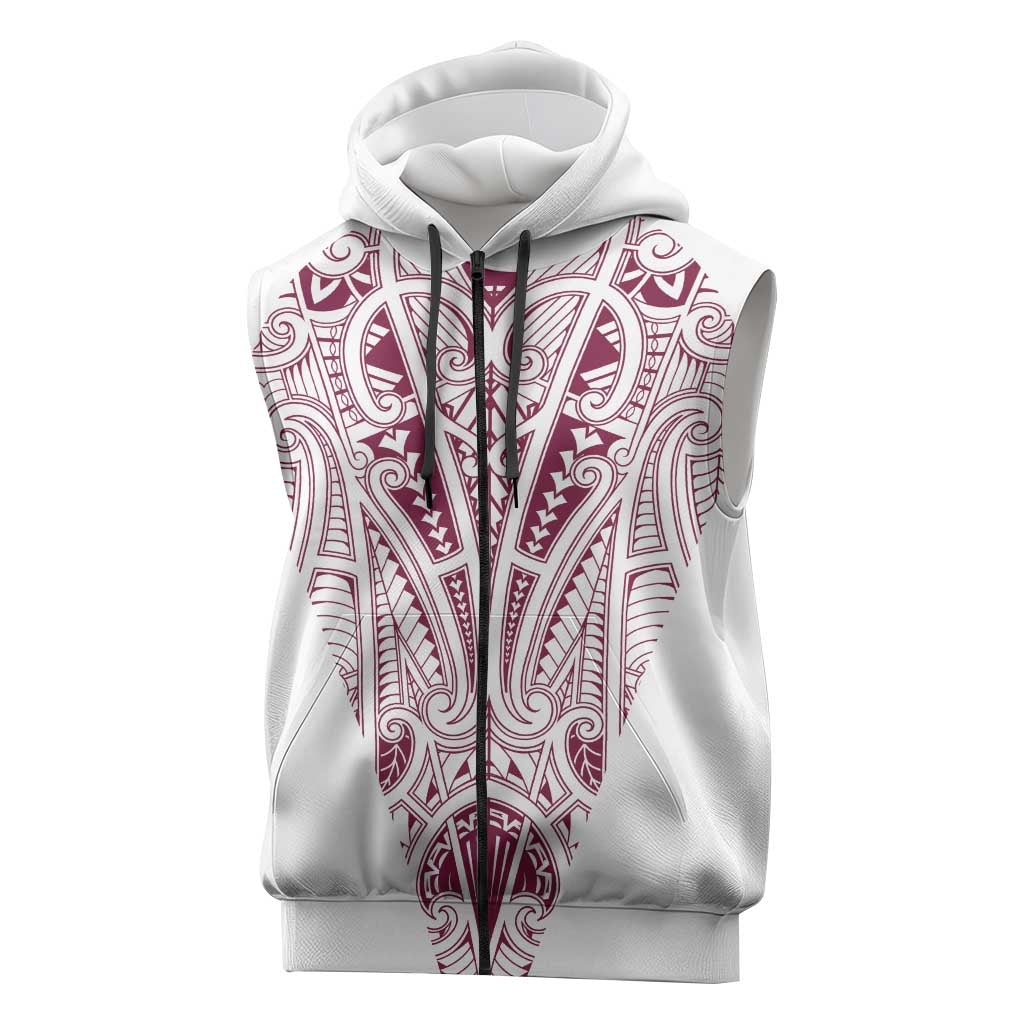 Queensland Maori Rugby Nga Hau e Wha Sleeveless Zip Hoodie White Motif LT9