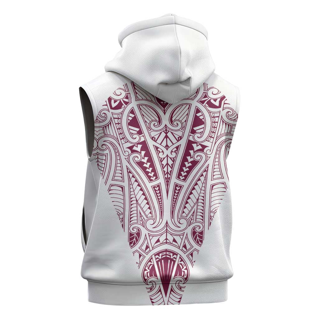 Queensland Maori Rugby Nga Hau e Wha Sleeveless Zip Hoodie White Motif LT9