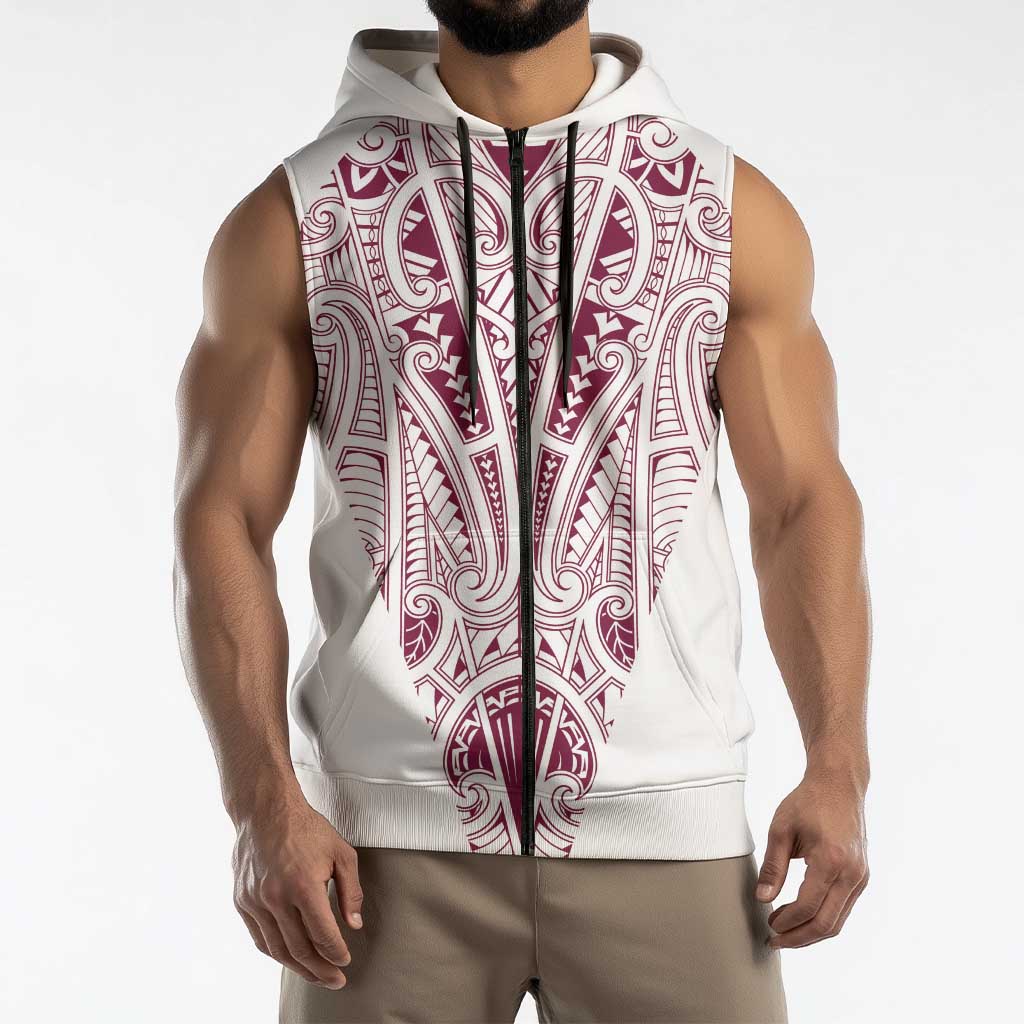 Queensland Maori Rugby Nga Hau e Wha Sleeveless Zip Hoodie White Motif LT9