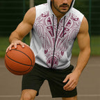 Queensland Maori Rugby Nga Hau e Wha Sleeveless Zip Hoodie White Motif LT9