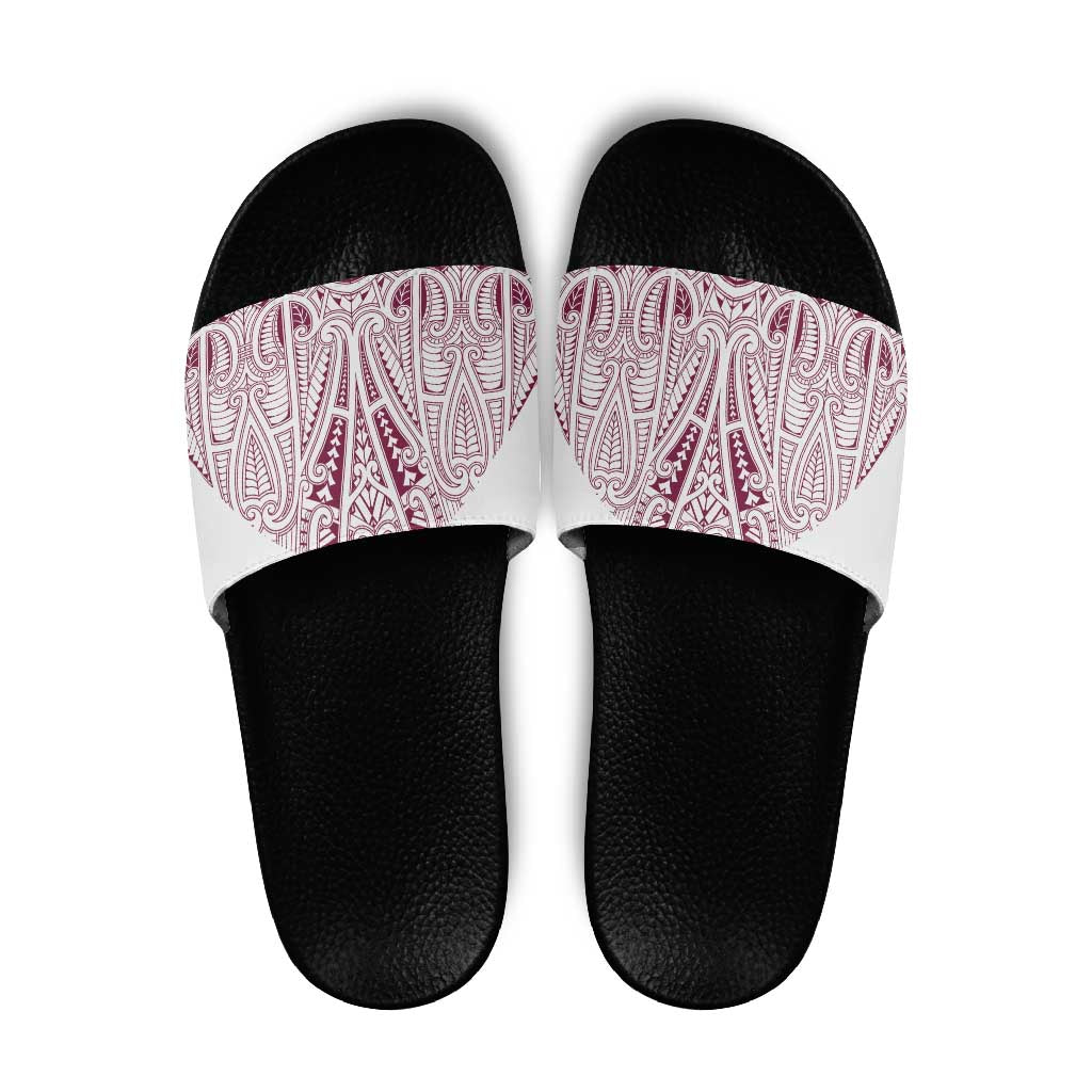 Queensland Maori Rugby Nga Hau e Wha Slide Sandals White Motif - Aussie Hoodie