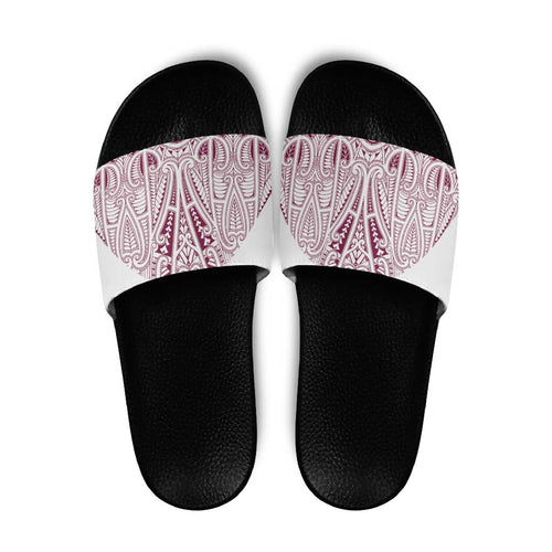 Queensland Maori Rugby Nga Hau e Wha Slide Sandals White Motif - Aussie Hoodie