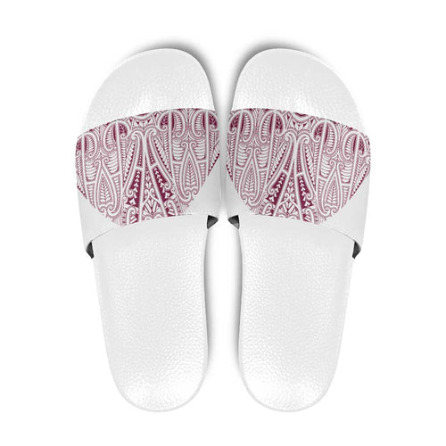 Queensland Maori Rugby Nga Hau e Wha Slide Sandals White Motif - Aussie Hoodie