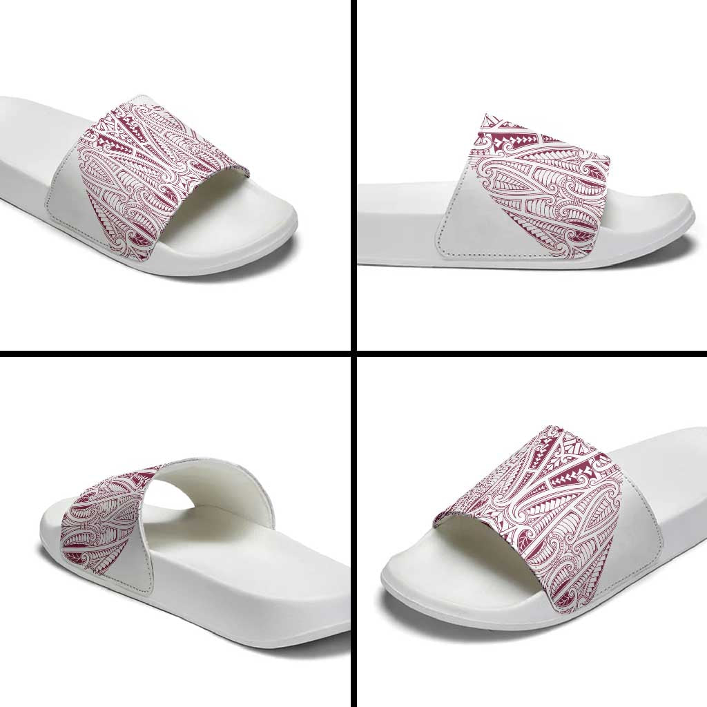 Queensland Maori Rugby Nga Hau e Wha Slide Sandals White Motif - Aussie Hoodie