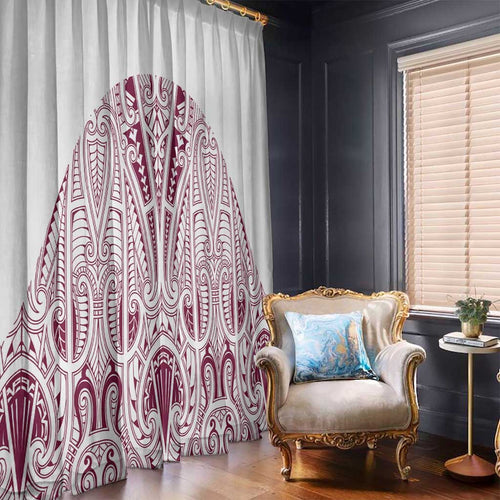 Queensland Maori Rugby Nga Hau e Wha Window Curtain White Motif