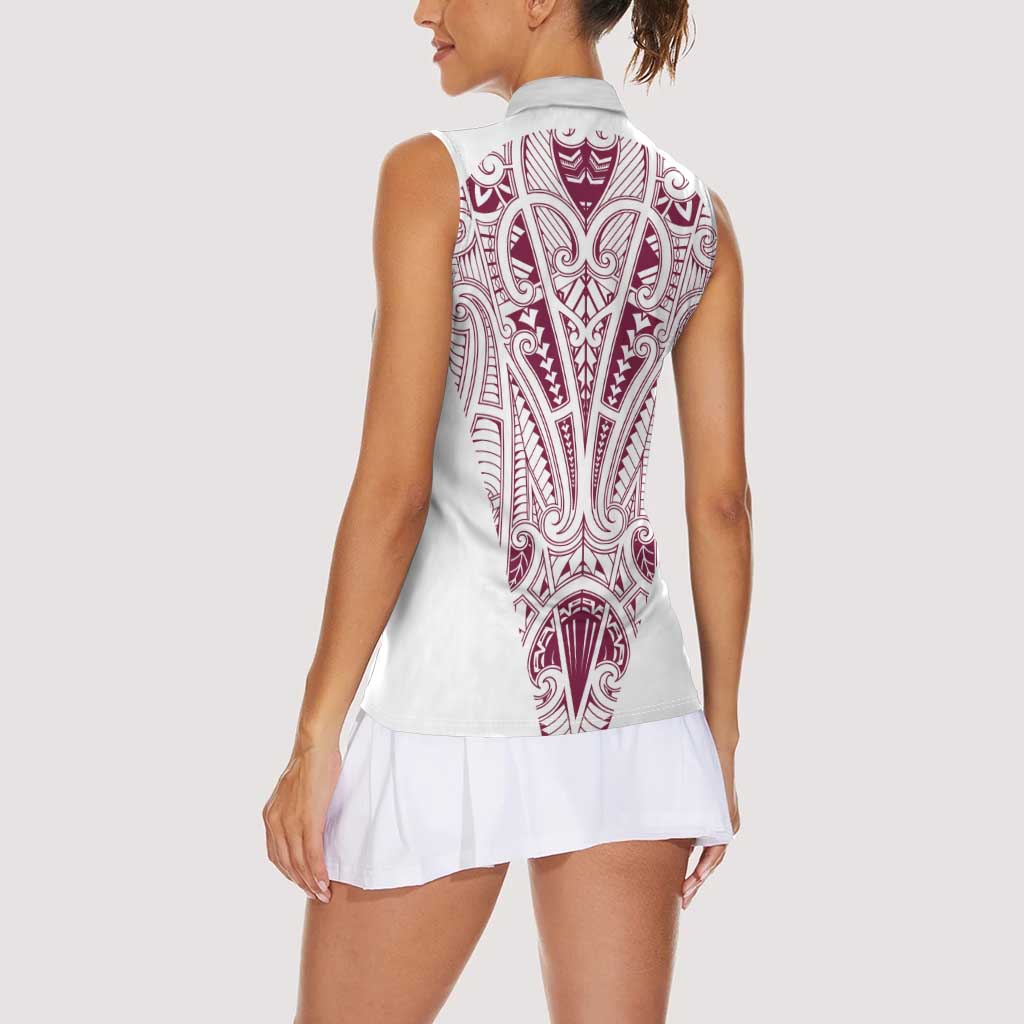 Queensland Maori Rugby Nga Hau e Wha Women Sleeveless Polo Shirt White Motif