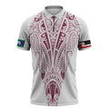 Queensland Maori Rugby Nga Hau e Wha Zipper Polo Shirt White Motif - Aussie Hoodie