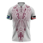 Queensland Maori Rugby Nga Hau e Wha Zipper Polo Shirt White Motif - Aussie Hoodie