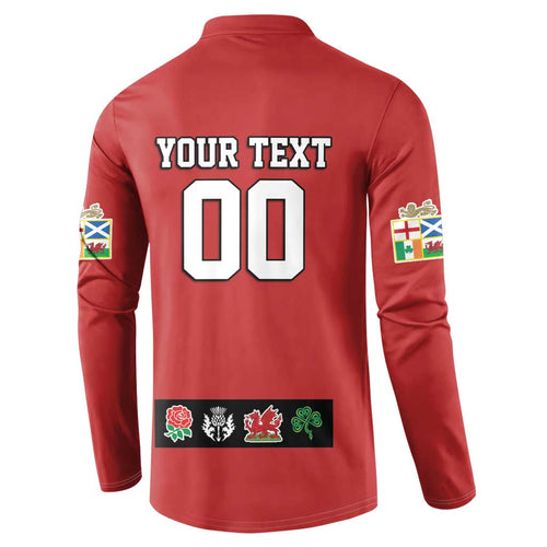 Custom British Lions Button Sweatshirt Combination of England Irish Scottish Welsh