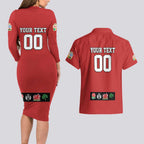 Custom British Lions Couples Matching Long Sleeve Bodycon Dress and Hawaiian Shirt Combination of England Irish Scottish Welsh