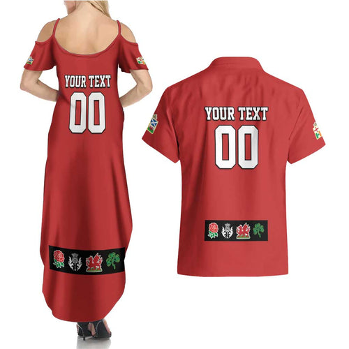 Custom British Lions Couples Matching Summer Maxi Dress and Hawaiian Shirt Combination of England Irish Scottish Welsh